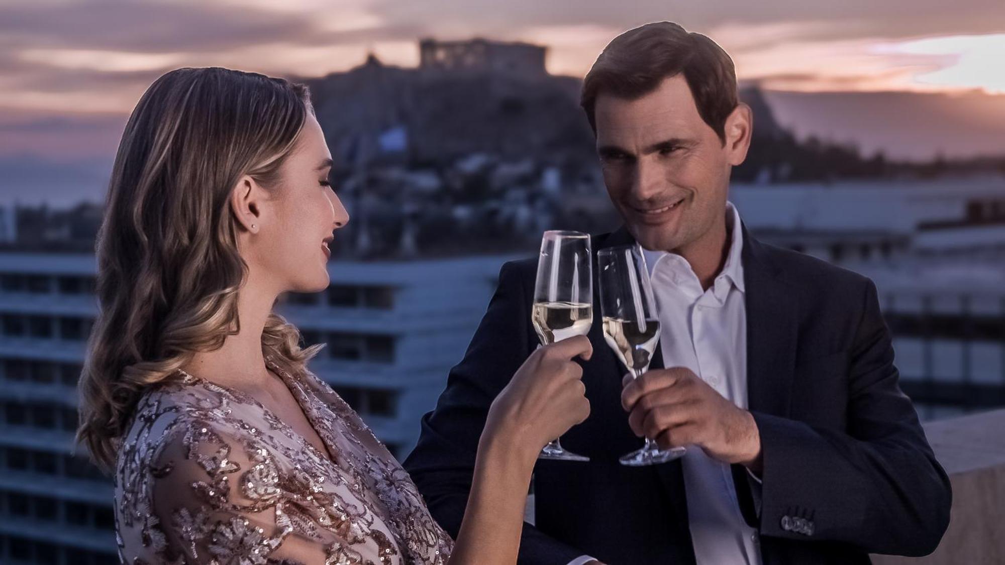 Njv Athens Plaza Hotel Ngoại thất bức ảnh A couple toasting with champagne